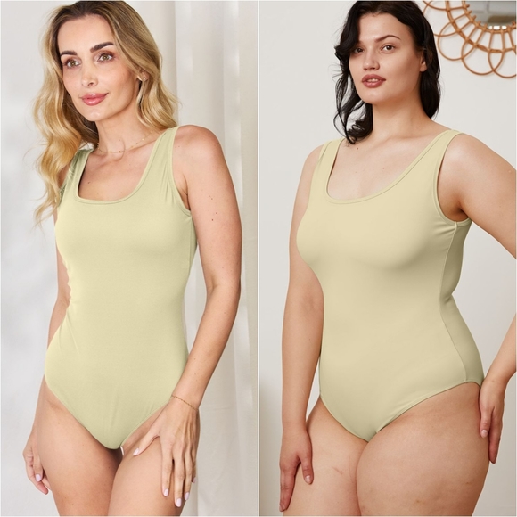 Natalie Square Neck Bodysuit - Beige - Picture 1 of 9